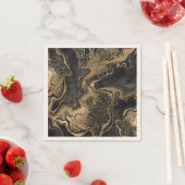 Serviette En Papier Marbre d'or noir assez (En situation)