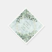 Serviette En Papier Marbre Elégant Verdure Eucalyptus Gold Mariage (Coin)