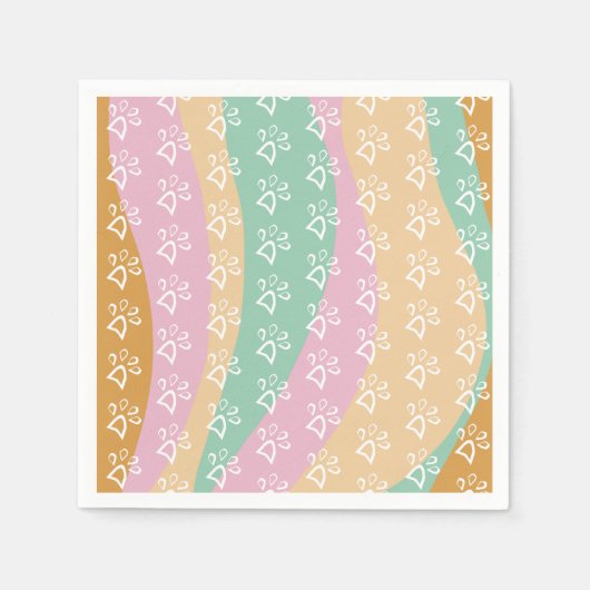 Serviette En Papier Marbre Empreinte de patte rétro Super (Devant)