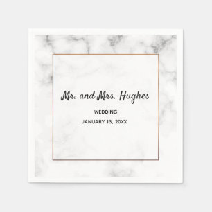 Serviette En Papier Marbre et or élégant mariage