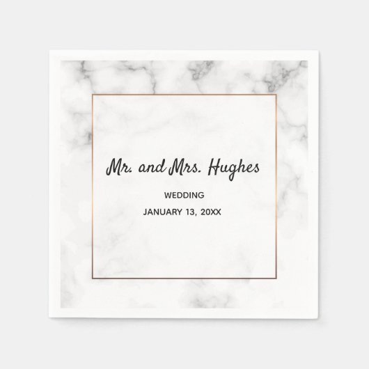 Serviette En Papier Marbre et or élégant mariage (Devant)