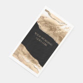 Serviette En Papier Marbre faux or noir agate géode aquarelle (Coin)