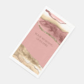 Serviette En Papier Marbre faux rose or noir agate géode aquarelle (Coin)