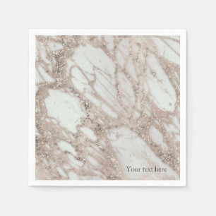 Serviette En Papier Marbre Glam Rose Rose Pink Or Argent Style Designe