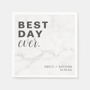 Serviette En Papier Marbre gris Meilleur jour Chaque Mariage