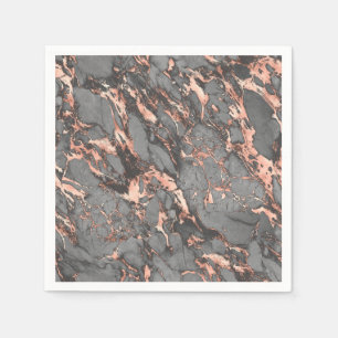 Serviette En Papier Marbre gris or rose design moderne