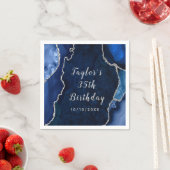 Serviette En Papier Marbre marbré de la Marine et de l'Argent (En situation)