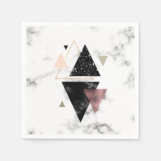 Serviette En Papier Marbre métallique Conception géométrique (Devant)