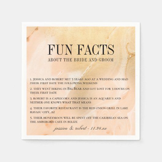 Serviette En Papier Marbre moderne Golden Peach Fun Faits (Devant)