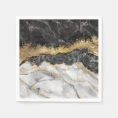 Serviette En Papier Marbre noir avec or assez (Devant)