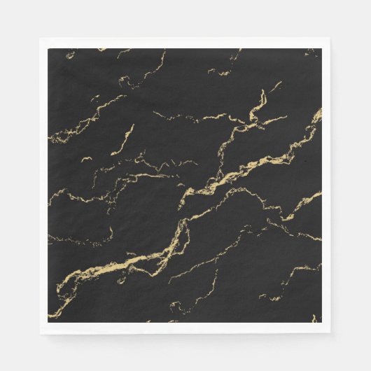 Serviette En Papier Marbre noir et or (Devant)