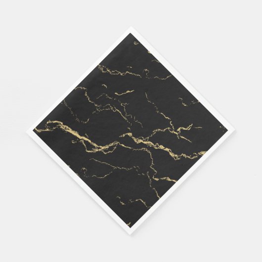 Serviette En Papier Marbre noir et or (Coin)