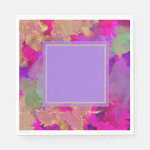 Serviette En Papier Marbre pourpre, violet et or
