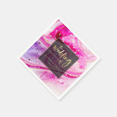 Serviette En Papier Marbre rose épais avec Mariage de feuille d'or (Coin)