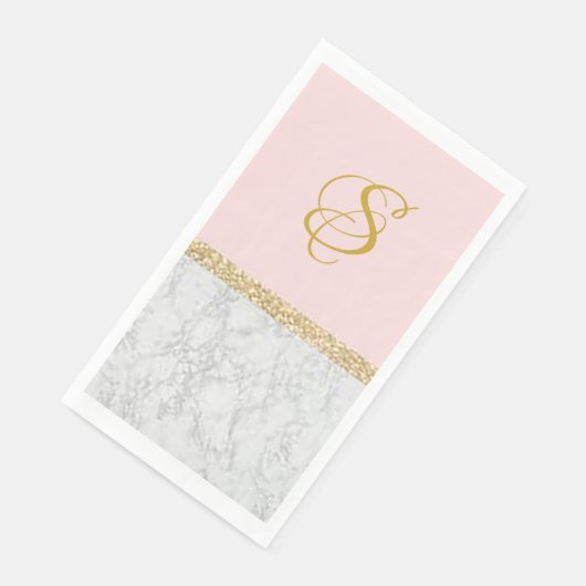 Serviette En Papier "Marbre rose" Serviette personnalisée en papier cl (Coin)