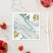 Serviette En Papier Marbre Tiffany Emerald White Jasmine Parties scint (En situation)