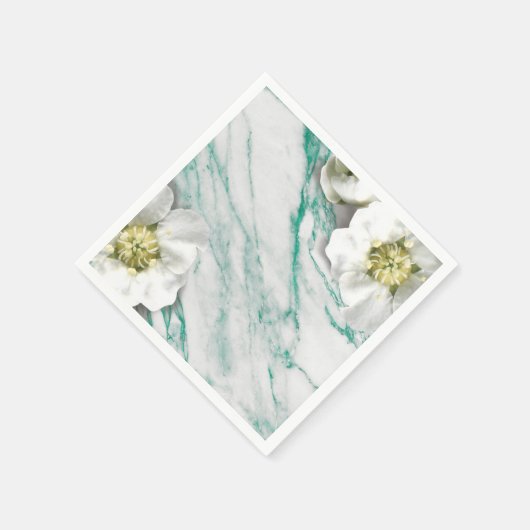Serviette En Papier Marbre Tiffany Emerald White Jasmine Parties scint (Coin)