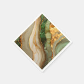 Serviette En Papier Marbre vert et or (Coin)