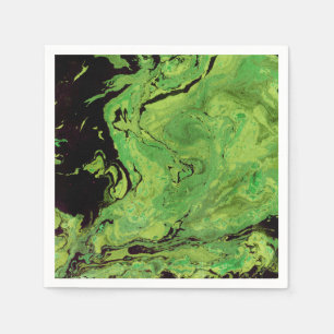 Serviette En Papier Marbre vert noir