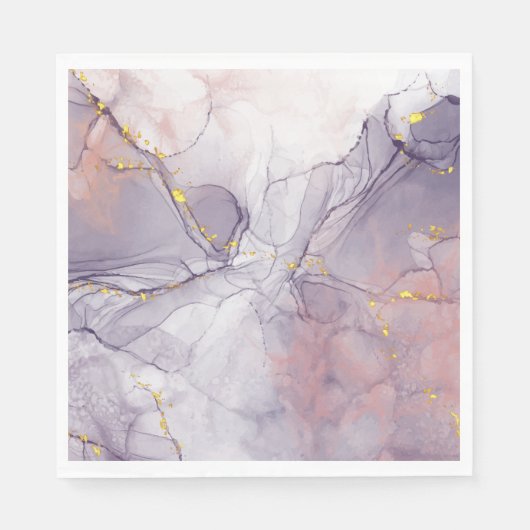 Serviette En Papier Marbre violet et or (Devant)