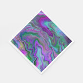 Serviette En Papier Marbre violet, vert et bleu Fluid Art (Coin)