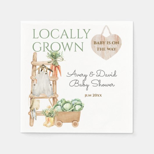 Serviette En Papier Marché Agricole Cultivé Localement Baby shower mod (Devant)