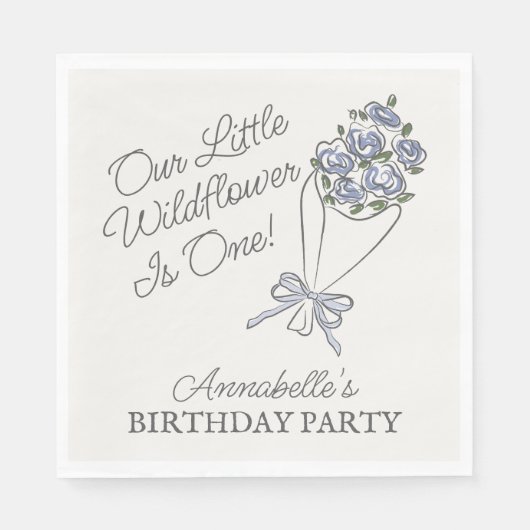 Serviette En Papier Marché aux fleurs bleues Fraîches Fête d'anniversa (Devant)