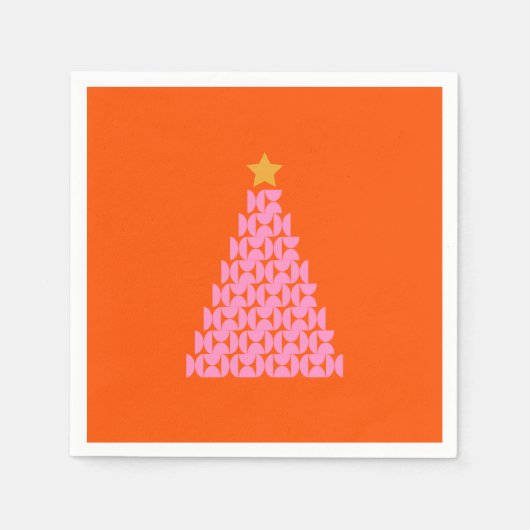 Serviette En Papier Marché D'Hiver 02 Arbre De Noël Rose Et Orange (Devant)