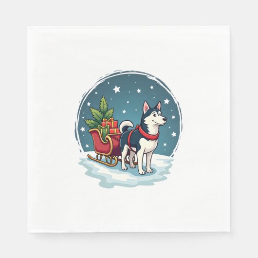 Serviette En Papier Marche Husky Festive (Devant)