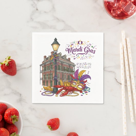 Serviette En Papier Mardi Gras (En situation)