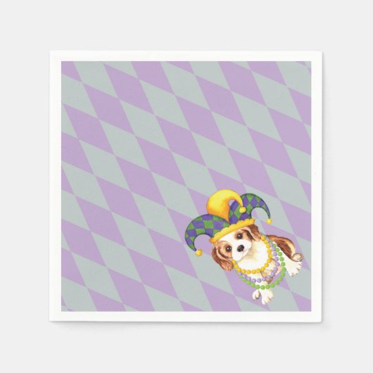 Serviette En Papier Mardi Gras Cavalier King Charles Spaniel (Devant)
