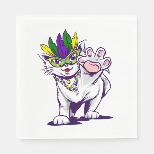 Serviette En Papier mardi gras chat drôle chaton (Devant)