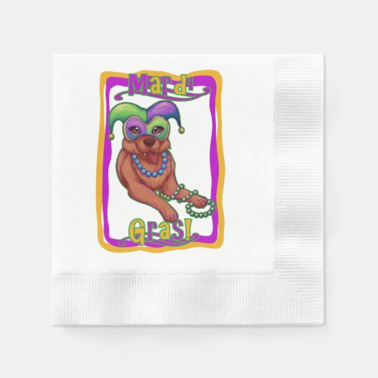 Serviette En Papier Mardi Gras Chien (Devant)