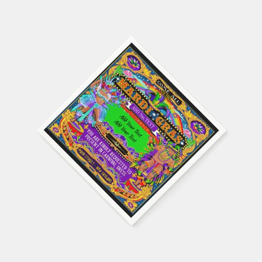 Serviette En Papier Mardi Gras Customisé Cocktail serviettes (Coin)