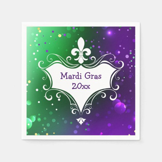 Serviette En Papier Mardi Gras Fleur-de-lis Année Ajouter (Devant)