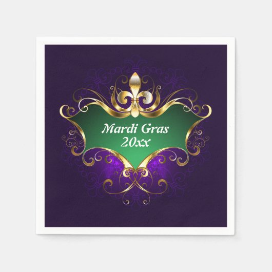 Serviette En Papier Mardi Gras Fleur-de-lis Année Ajouter (Devant)