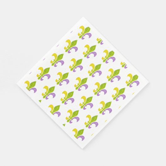 Serviette En Papier Mardi Gras Fleur de Lis blanc (Coin)
