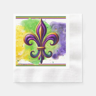Serviette En Papier Mardi Gras Fleur de lis coloré