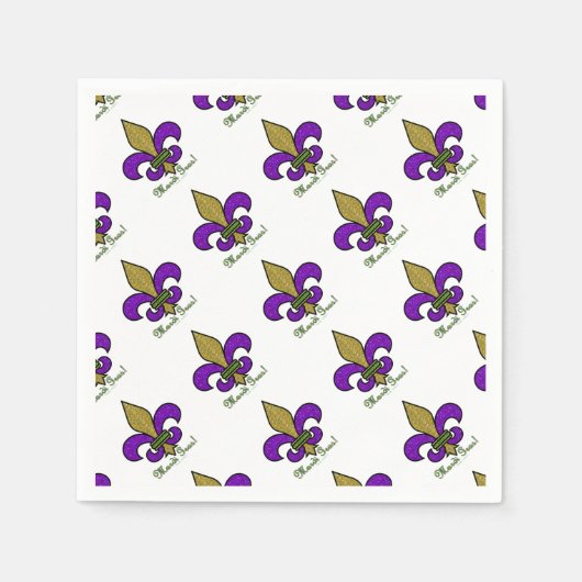 Serviette En Papier Mardi Gras Fleur De Lis Coloré (Devant)