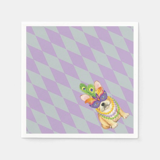 Serviette En Papier Mardi Gras Frenchie (Devant)