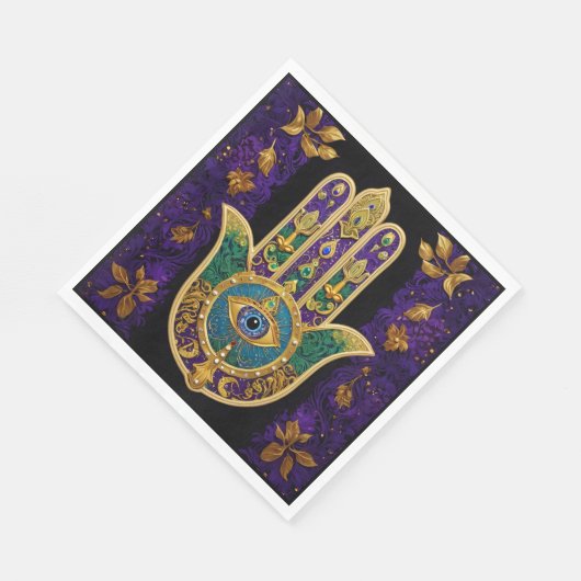 Serviette En Papier Mardi Gras Gold violet vert Hamsas Art (Coin)