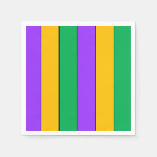 Serviette En Papier Mardi Gras Gras Stripes Motif jaune violet vert