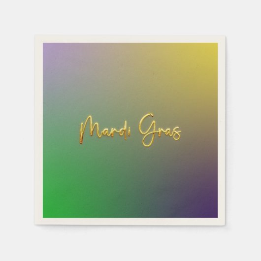 Serviette En Papier Mardi Gras Jaune, Violet, Vert (Devant)