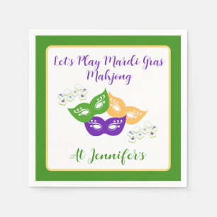 Serviette En Papier Mardi Gras Mahjong PERSONNALISER Vert Or Violet