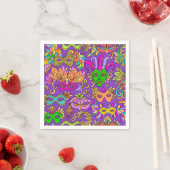 Serviette En Papier Mardi Gras Maquerade Masque Clair vert violet (En situation)