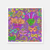 Serviette En Papier Mardi Gras Maquerade Masque Clair vert violet (Devant)