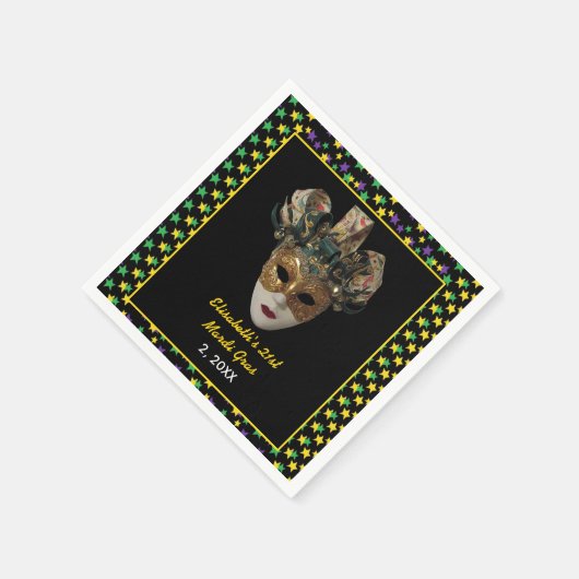 Serviette En Papier Mardi Gras Masque 21e fête d'anniversaire (Coin)