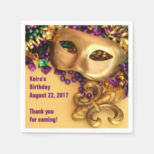 Serviette En Papier Mardi Gras Masques et perles Papier serviettes