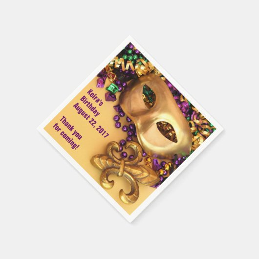 Serviette En Papier Mardi Gras Masques et perles Papier serviettes (Coin)
