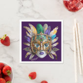 Serviette En Papier Mardi Gras Météo et Masque Métal (En situation)